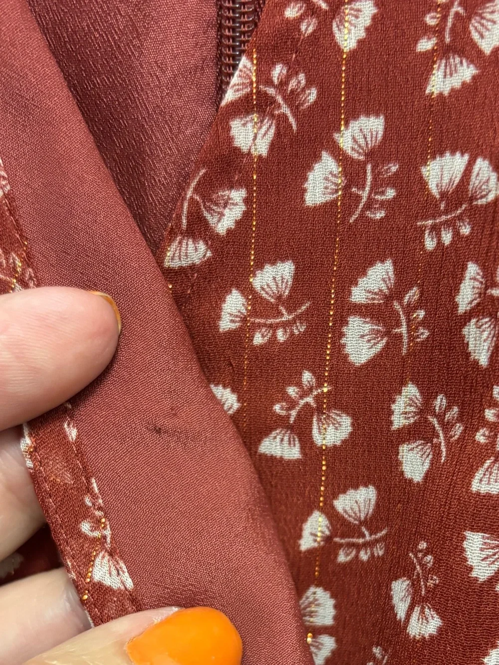 J. Crew Point Sur Faux Wrap Floral Print Rusty Red Lined Dress Size 6